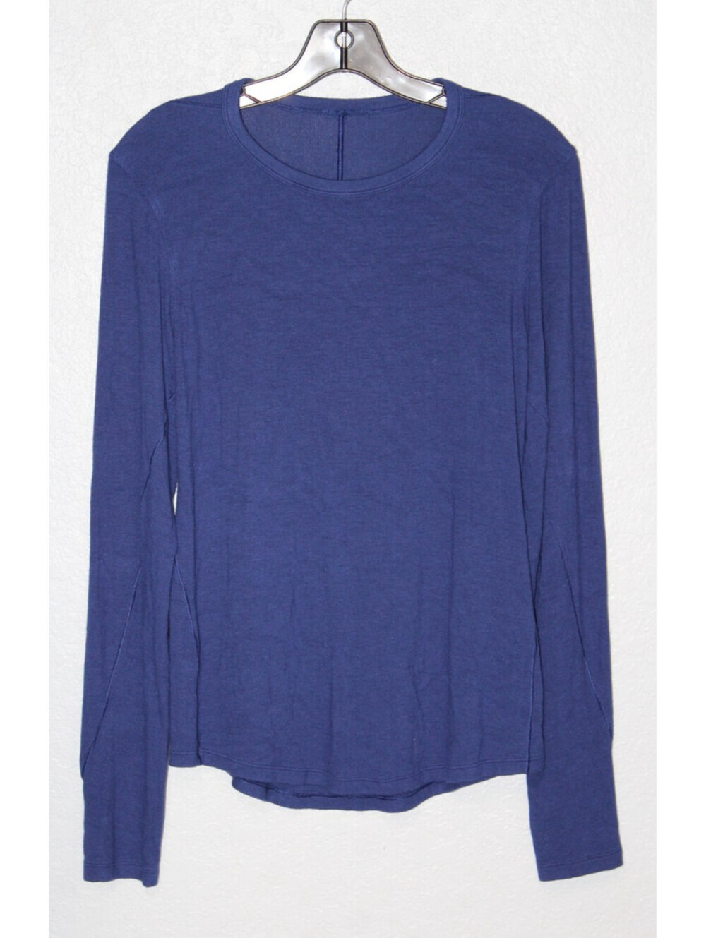 Lululemon Women Blue Ribbed L/S Athletic Shirt LARGE (8-10) (17.25" Pit To Pit)